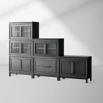 Rowan Wood Modular Wall Unit Mahogany Storage Cabinet with Reeded Glass - Image 7