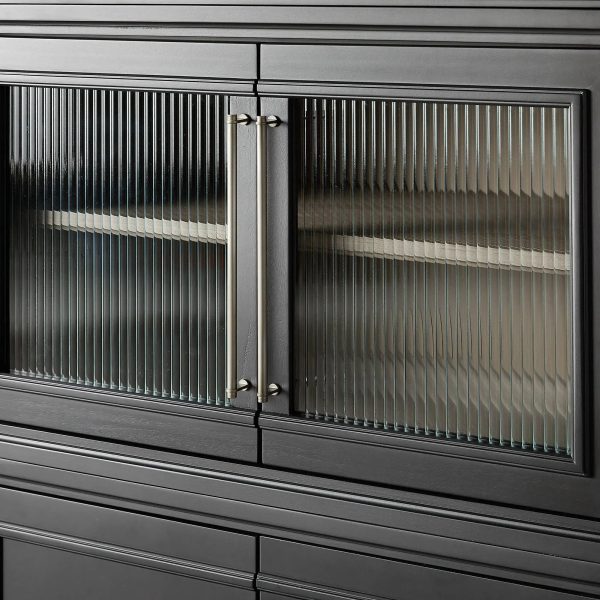 Rowan Wood Modular Wall Unit Mahogany Storage Cabinet with Reeded Glass - Image 10