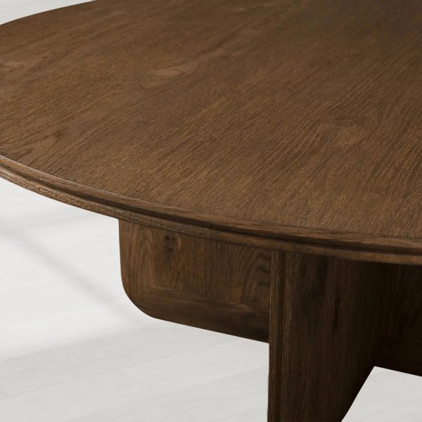 Felton Oak Wood Round Coffee Table Wood Center Tea Table Minimalist Rural Cocktail Table - Image 5