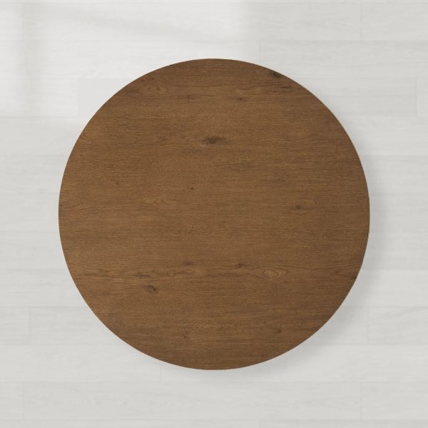 Felton Oak Wood Round Coffee Table Wood Center Tea Table Minimalist Rural Cocktail Table - Image 6