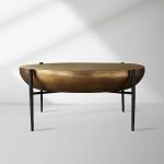 Donovan Cast Aluminum Coffee Table Round Living Room Cocktail Table Metal Top Center Tea Table - Image 5