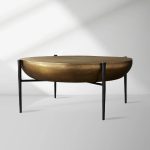 Donovan Cast Aluminum Coffee Table Round Living Room Cocktail Table Metal Top Center Tea Table - Image 6