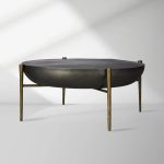 Donovan Cast Aluminum Coffee Table Round Living Room Cocktail Table Metal Top Center Tea Table - Image 2