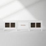 Rowan Drawers TV Stand Sideboard with Glass Doors Wood Entryways Cabinet Media Console