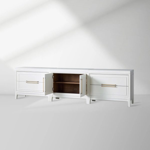 Rowan 4 Drawers TV Stand Unit Wood Entryways Storage Sideboard Cabinet Media Console - Image 3