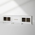 Rowan Drawers TV Stand Sideboard with Glass Doors Wood Entryways Cabinet Media Console - Image 3
