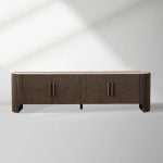 Astor Entryways Storage Sideboard Marble top Cabinet Oak Wood TV Stand Unit