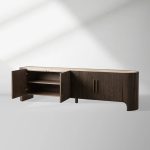 Astor Entryways Storage Sideboard Marble top Cabinet Oak Wood TV Stand Unit - Image 2