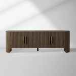 Astor Entryways Storage Sideboard Marble top Cabinet Oak Wood TV Stand Unit - Image 4