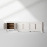 Rowan Modular Wood TV Stand Modern Sideboard Television Storage Unit with Wood Doors Entrance Cabinet - Image 2