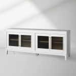 Rowan Wood TV Stand Unit Sideboard with Reeded Glass Doors Entrance Cabinet Media Console - Image 2