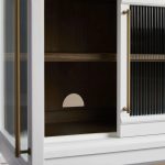 Rowan Wood TV Stand Unit Sideboard with Reeded Glass Doors Entrance Cabinet Media Console - Image 3