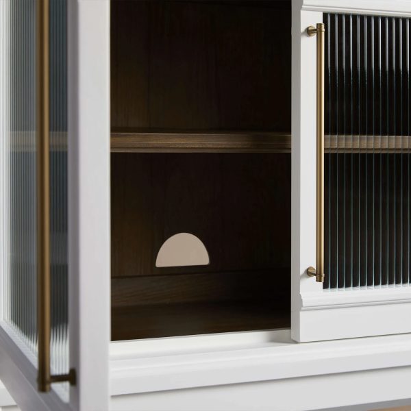 Rowan Wood TV Stand Unit Sideboard with Reeded Glass Doors Entrance Cabinet Media Console - Image 3