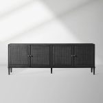 Pearson Mindi TV Stand Woven Cane Cabinet Doors Media Console Wood Sideboard Television Storage Unit - Image 4