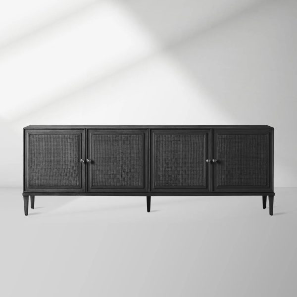 Pearson Mindi TV Stand Woven Cane Cabinet Doors Media Console Wood Sideboard Television Storage Unit - Image 4