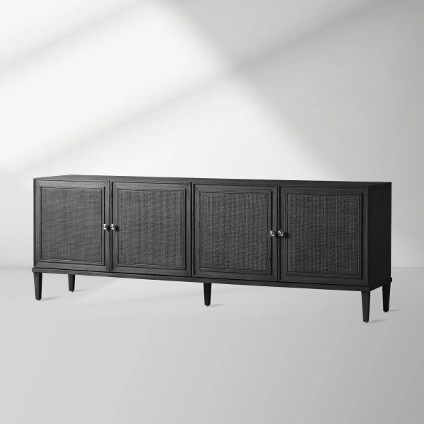 Pearson Mindi TV Stand Woven Cane Cabinet Doors Media Console Wood Sideboard Television Storage Unit - Image 5