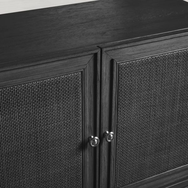 Pearson Mindi TV Stand Woven Cane Cabinet Doors Media Console Wood Sideboard Television Storage Unit - Image 6
