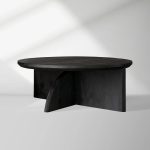Calderone Round Coffee Table Mango Wood Cocktail Table Modern Sofa Center Tea Table