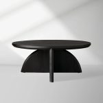 Calderone Round Coffee Table Mango Wood Cocktail Table Modern Sofa Center Tea Table - Image 2
