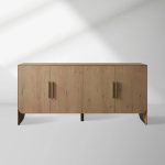 Felton Media Console Oak TV Stand Side Cabinet Television Storage Unit Wood Sideboard