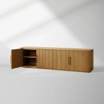 Finnley Wood TV Stand Cabinet Modern Media Console Living Room television Storage Unit - Image 2