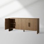 Felton Media Console Oak TV Stand Side Cabinet Television Storage Unit Wood Sideboard - Image 2