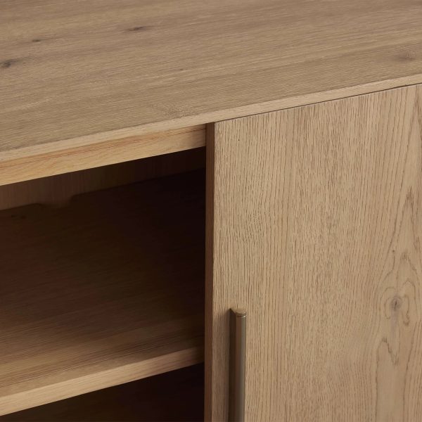 Felton Media Console Oak TV Stand Side Cabinet Television Storage Unit Wood Sideboard - Image 3