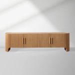 Astor Entryways Storage Sideboard Marble top Cabinet Oak Wood TV Stand Unit - Image 8