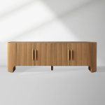 Astor Entryways Storage Sideboard Marble top Cabinet Oak Wood TV Stand Unit - Image 6