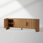 Astor Entryways Storage Sideboard Marble top Cabinet Oak Wood TV Stand Unit - Image 7
