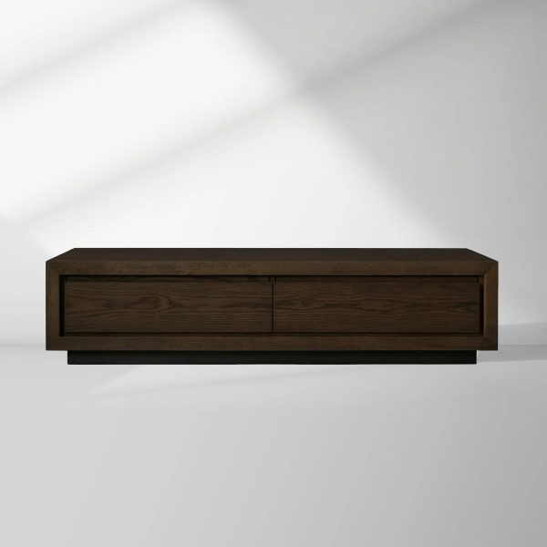 Sullivan Rectangular Storage Coffee Table Wood Center Cocktail Table Oak Tea Table with Drawers - Image 9