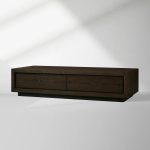 Sullivan Rectangular Storage Coffee Table Wood Center Cocktail Table Oak Tea Table with Drawers - Image 10