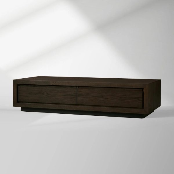 Sullivan Rectangular Storage Coffee Table Wood Center Cocktail Table Oak Tea Table with Drawers - Image 10