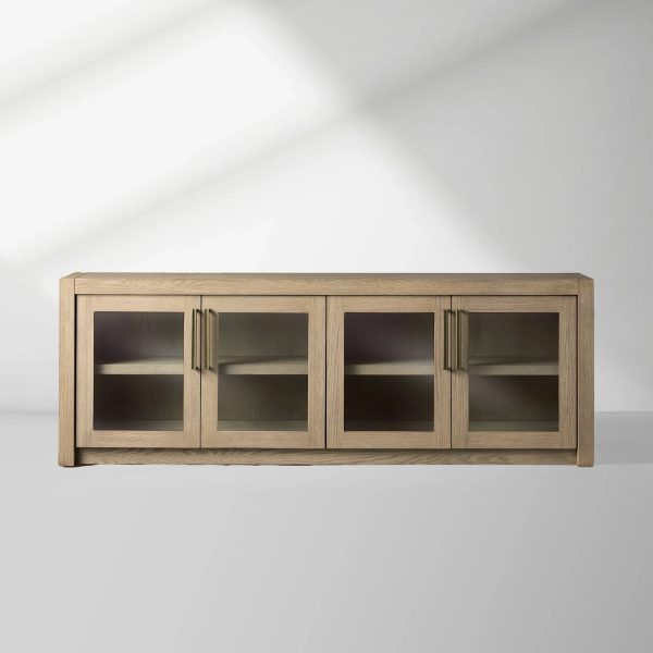 Bodhi Oak Media Console Wood TV Stand Side Cabinet Rustic Television Storage Unit Sideboard - Image 6