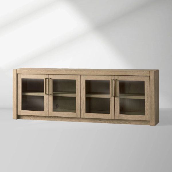 Bodhi Oak Media Console Wood TV Stand Side Cabinet Rustic Television Storage Unit Sideboard - Image 7