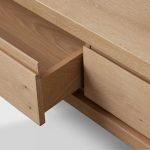 Sullivan Rectangular Storage Coffee Table Wood Center Cocktail Table Oak Tea Table with Drawers - Image 3