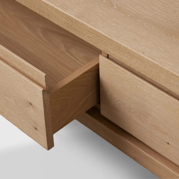 Sullivan Rectangular Storage Coffee Table Wood Center Cocktail Table Oak Tea Table with Drawers - Image 3
