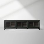 Rowan Wood TV Stand Unit Sideboard with Reeded Glass Doors Entrance Cabinet Media Console - Image 8
