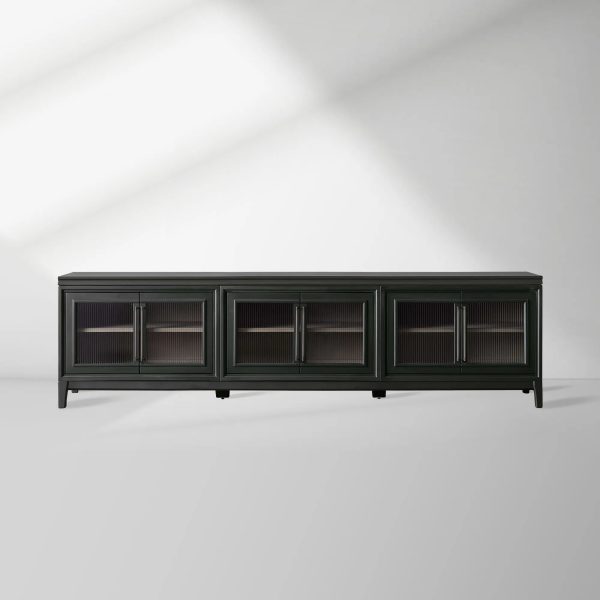 Rowan Wood TV Stand Unit Sideboard with Reeded Glass Doors Entrance Cabinet Media Console - Image 8