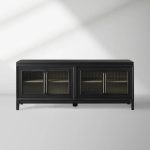 Rowan Wood TV Stand Unit Sideboard with Reeded Glass Doors Entrance Cabinet Media Console - Image 5