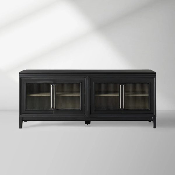 Rowan Wood TV Stand Unit Sideboard with Reeded Glass Doors Entrance Cabinet Media Console - Image 5