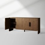 Felton Media Console Oak TV Stand Side Cabinet Television Storage Unit Wood Sideboard - Image 5