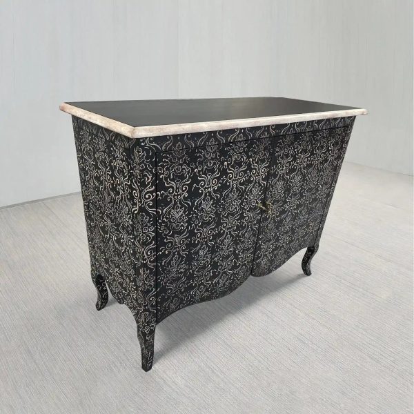 Amalfi Hand-Painted Sideboards Buffet Cabinet Wood Distressed Storage Cabinet - Image 4