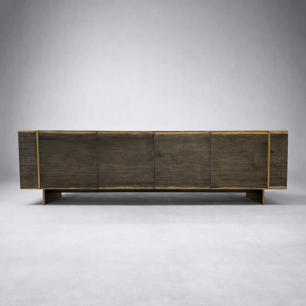 Mihaela Oak Media Console Wood Entertainment Centers Cabinet Retro TV Stands - Image 12
