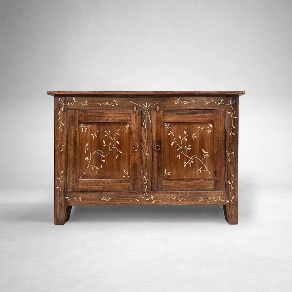 Stefania Hand-Painted Florals Buffet Cabinet Poplar Wood Sideboard Living Room Entryways Cabinet - Image 4