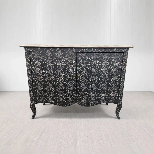Amalfi Hand-Painted Sideboards Buffet Cabinet Wood Distressed Storage Cabinet - Image 3