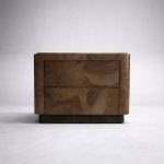 Polanco Wood Closed Nightstand Mosaic Surface Bedside Table - Image 8