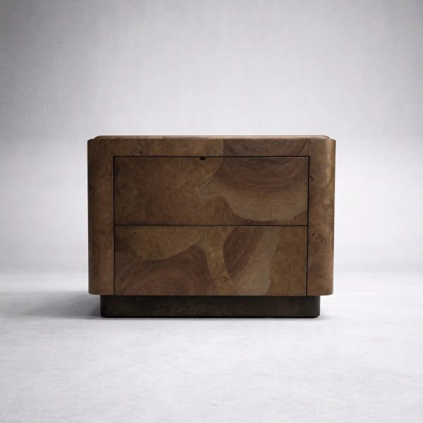 Polanco Wood Closed Nightstand Mosaic Surface Bedside Table - Image 8