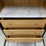 Linley Oak Wood Tall Display Cabinet Glass Door Bookcase with Drawers - Image 10