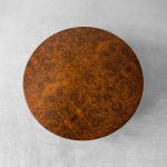 Cinzia Burl Round Coffee Table Walnut Wood Cocktail Table Plinth Base Sofa Center Tea Table - Image 5